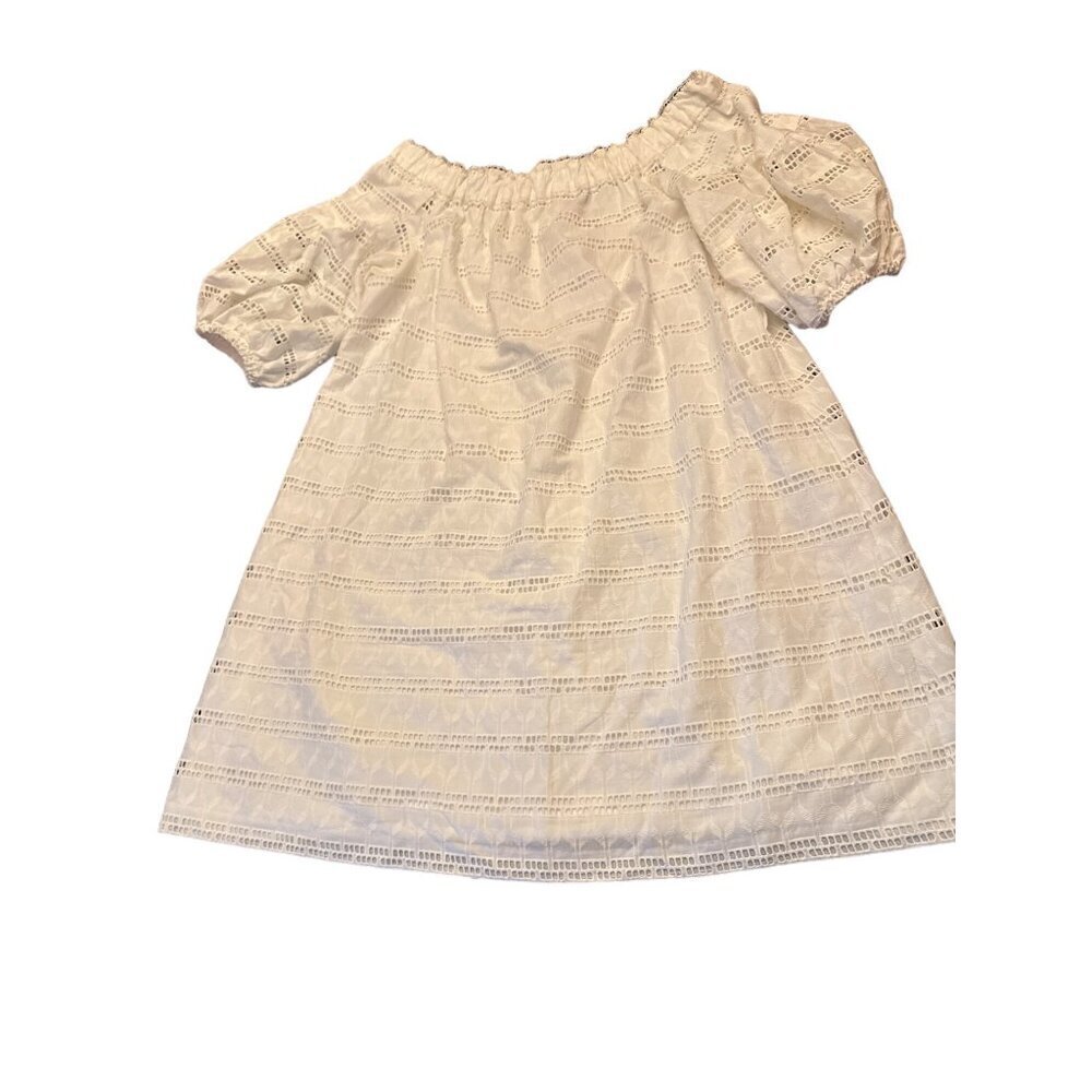 Vince Camuto Women's Off-Shoulder Eyelet Dress 18W White Cotton & Polyester